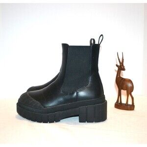 Redo Black Chunky Platform Boots Military Retro Monster